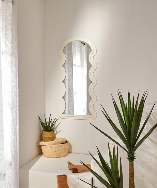 Декоративне дзеркало підвісне Atmosphera EMILY незвичайна форма хвиляста рама 114 x 54 см Біле (3560233006493) - зображення 6
