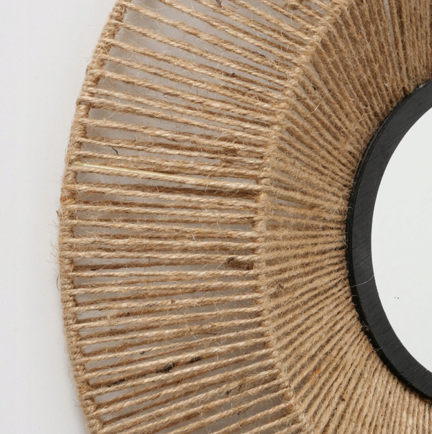 Lustro dekoracyjne wiszące Boltze ZAIKA okrągle w jutowej ramie 50 cm (4066076460427) - obraz 3