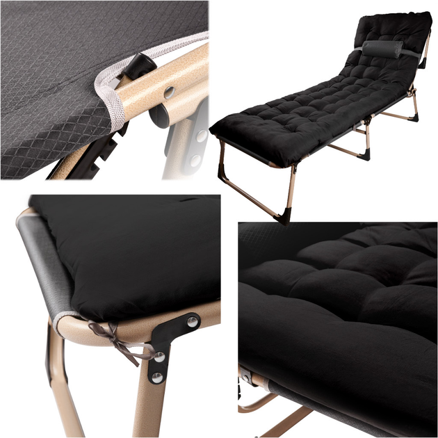 Łóżko turystyczne Ikonka składane 193 cm Czarny (5903039749191) - obraz 3