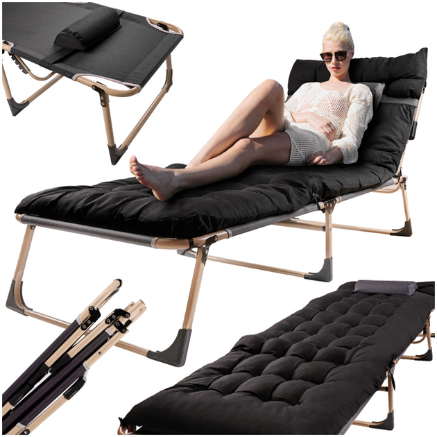 Łóżko turystyczne Ikonka składane 193 cm Czarny (5903039749191) - obraz 6