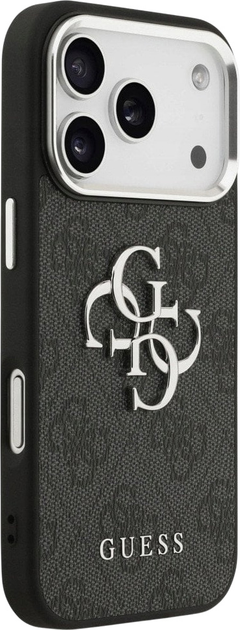 Панель Guess 4G Big 4G Classic Logo для Apple iPhone 17 Pro Max Black/Silver (3666339517786) - зображення 4
