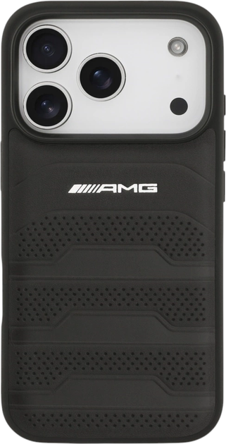 Etui plecki AMG Leather Debossed Lines Logo Case do Apple iPhone 17 Pro Max Black (AMHCP17XGSEBK) - obraz 2