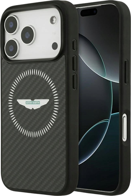Etui plecki Aston Martin HC Kevlar Counter Design MagSafe do Apple iPhone 17 Pro Max Black (ASHMP17XFCOS) - obraz 1