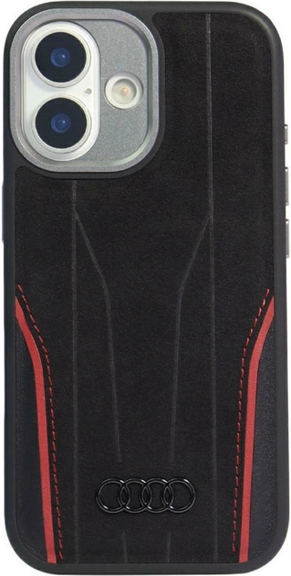 Etui plecki Audi R8 Genuine Leather MagSafe do Apple iPhone 17 Black-Red (AU-TPUPCMIP17-R8/D3-RD) - obraz 1