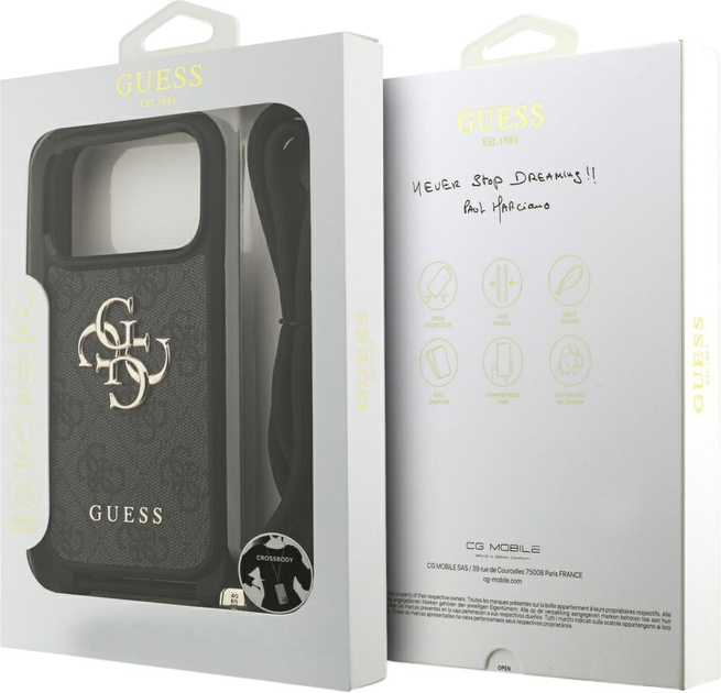 Панель Guess 4G Big Logo Cord Stap Crossbody для Apple iPhone 17 Pro Black (3666339526757) - зображення 7