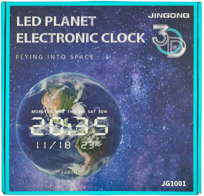 Zegar ścienny Ikonka Planeta Ziemia z wyświetlaczem LED 32 cm Niebieski (5903039753938) - obraz 6