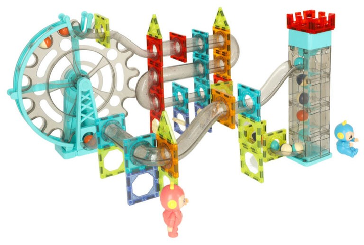 Klocki magnetyczne KIK Magic Magnetic Blocks Tor kulkowy z dźwiękiem i muzyką 118 elementów (5903039737617) - obraz 4