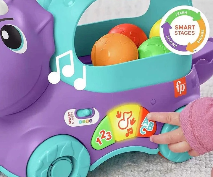 Інтерактивна іграшка-каталка Fisher-Price Веселий Трицератопс HNR55 (194735148219) - зображення 6