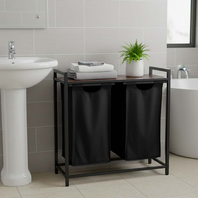 Kosz na pranie Ikonka 2 komory z półką 92 l (5903039766860) - obraz 13