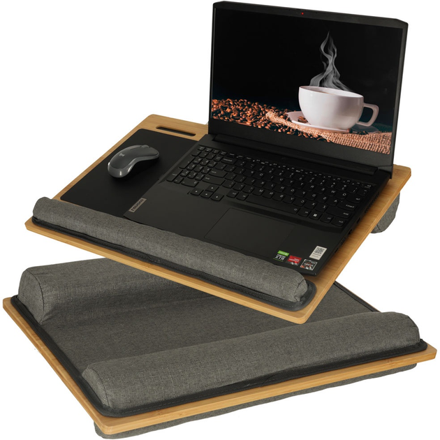 Стіл для ноутбука Ikonka портативний з подушкою Дерев'яний (5903039755710) - зображення 5