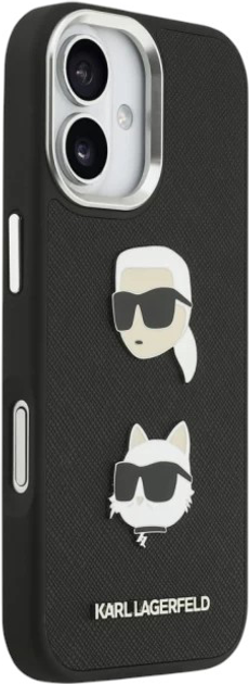 Панель Karl Lagerfeld FW Grained Karl & Choupette Heads Pins do Apple iPhone 17 Black (3666339494650) - зображення 5