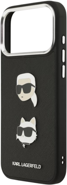 Панель Karl Lagerfeld FW Grained Karl & Choupette Heads Pins do Apple iPhone 17 Pro Max Black (3666339494681) - зображення 6