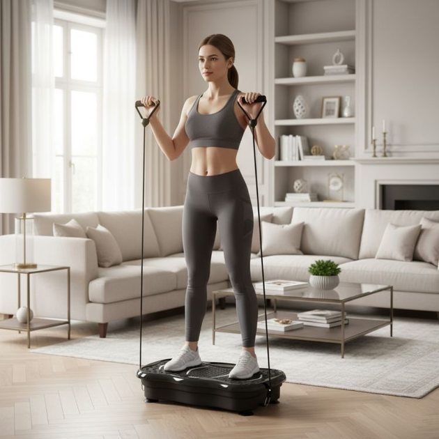 Вібраційна платформа ModernHome by Multistore з еспандерами та пультом GB-CF002S (5905817008032)  - зображення 6