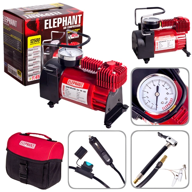 Автомобильный компрессор ELEPHANT 150psi 14Amp 37 л КА-12510 (8) - изображение 2