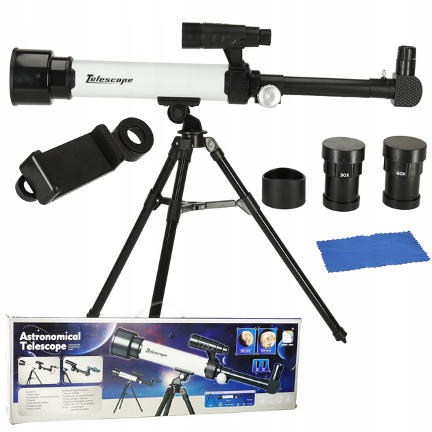 Teleskop astronomiczny dla dzieci KIK Luneta obserwacyjna ze statywem 30x 60x (5903039752566) - obraz 1