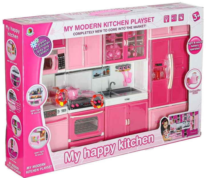 Mebelki dla lalek Kik kuchnia 4 segmenty dźwięki LED 48 cm (KX6117) (5903039719217) - obraz 1