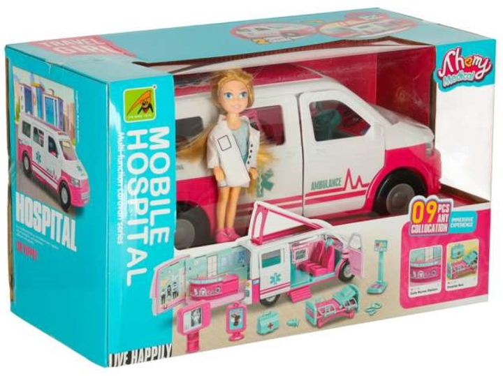 Zestaw Kik Lalka z akcesoriami Karetka pogotowia ambulans mobilny szpital (KX3038) (5903039767706) - obraz 1