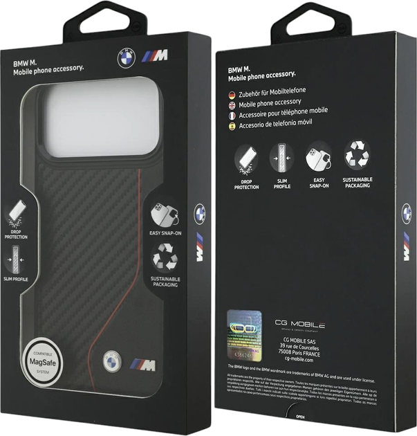 Etui plecki BMW M Carbon Line & Logo MagSafe do Apple iPhone 17 Pro Max Red (3666339482152) - obraz 8