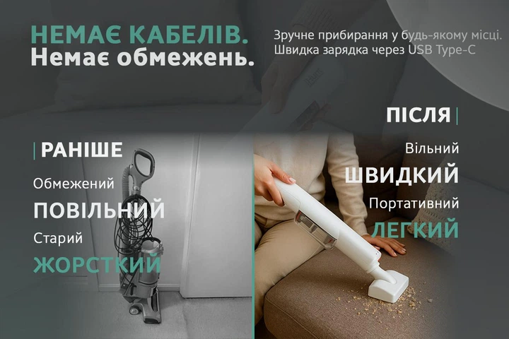 Бездротовий ручний пилосос iHunt Bro Vacuum Cleaner 3-в-1, 100 Вт, до 15 000 Па, акумулятор 2200 мАг, до 25 хв, HEPA, USB-C, білий - зображення 11