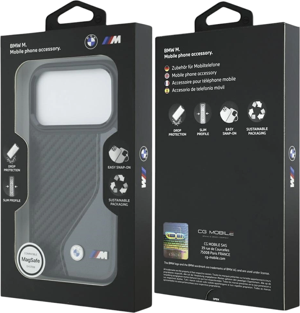Панель BMW M Carbon Logo MagSafe для Apple iPhone 17 Pro Graphite (BMHMP17L25PCCSCAK) - зображення 8