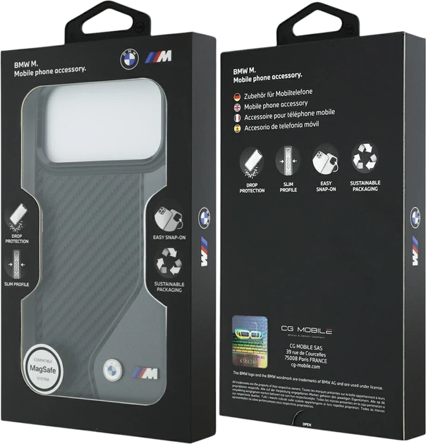 Etui plecki BMW M Carbon Logo MagSafe do Apple iPhone 17 Pro Max Graphite (BMHMP17X25PCCSCAK) - obraz 8