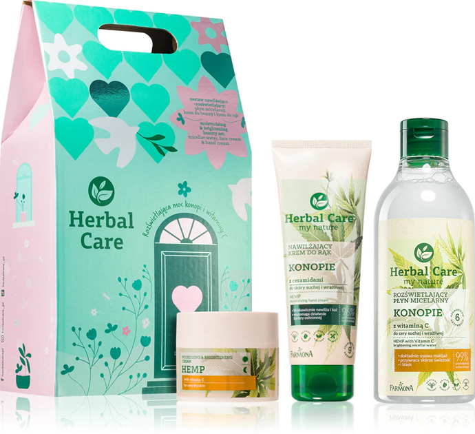 Zestaw kosmetyków pielęgnacyjnych Farmona Herbal Care Płyn micelarny 400 ml + Krem do twarzy 50 ml + Krem do rąk 100 ml (5900117981054) - obraz 2