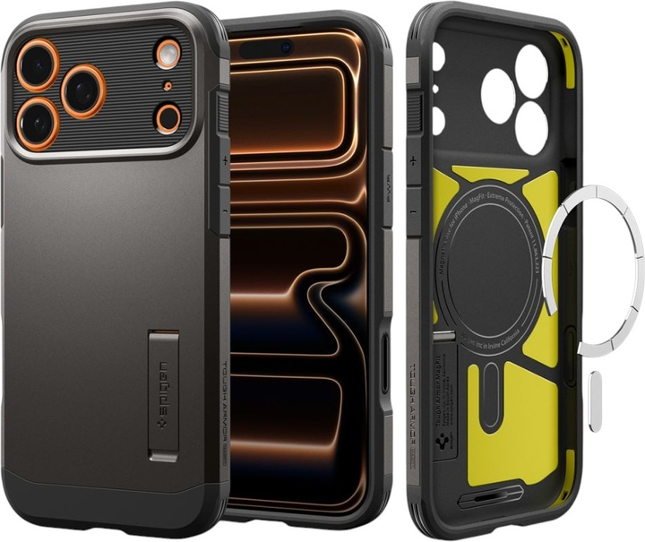 Etui Spigen Tough Armor "T" MagSafe do Apple iPhone 17 Pro Gun Metal (8800283314946) - obraz 7