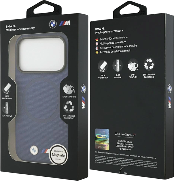 Панель BMW M FW Metal Logo MagSafe для Apple iPhone 17 Pro Max Navy Blue (BMHMP17X25PFWSMB) - зображення 8