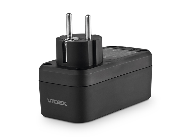 Мережевий адаптер VIDEX ONCORD 1п 2.4A 2USB+USB-C з заземленням Чорний (VF-AD1G2U1C-B) - зображення 5