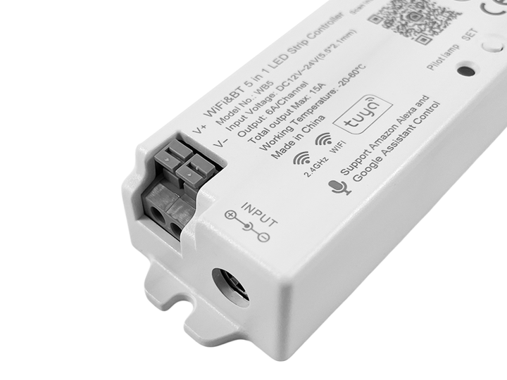 Розумний контролер RGBW RF Tuya Smart LED Wi-Fi / Bluetooth радіо 15А 12-24V 5 каналів - Фото 4 Розумний контролер RGBW RF Tuya Smart LED Wi-Fi / Bluetooth радіо 15А 12-24V 5 каналів - зображення 4
