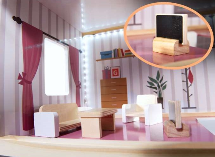 Drewniany domek dla lalek Kik MDF LED 78 cm Czarny (KX6201) (5903039709904) - obraz 17