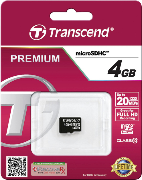 Карта пам'яті Transcend Premium microSDHC 4GB Class 10 (TS4GUSDC10) - зображення 2
