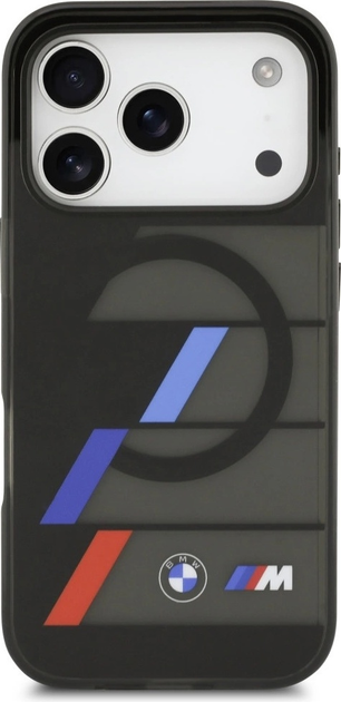 Панель BMW M IML Metal Buttons Tricolor Lines MagSafe для Apple iPhone 17 Pro Black (BMHMP17L25HTTRIK) - зображення 2