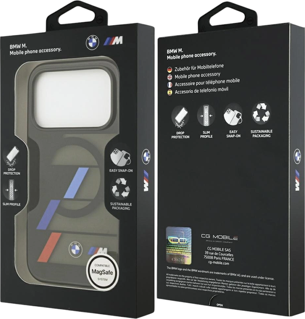 Панель BMW M IML Metal Buttons Tricolor Lines MagSafe для Apple iPhone 17 Pro Max Black (BMHMP17X25HTTRIK) - зображення 8