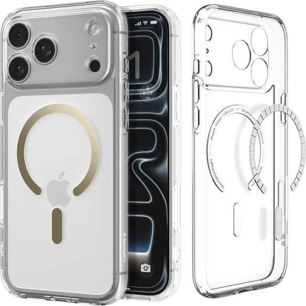 Панель Spigen Ultra Hybrid MagSafe для Apple iPhone 17 Pro Max Clear/Gold (8800283314168) - зображення 1