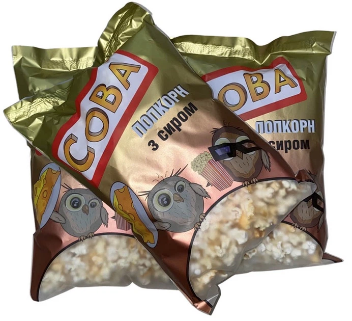 Упаковка попкорна Сова Кукурузное наслаждение Сырный 80 г х 6 шт (0.48 кг) (14820047630212) - Фото 3 Упаковка попкорна Сова Кукурузное наслаждение Сырный 80 г х 6 шт (0.48 кг) (14820047630212) - изображение 3