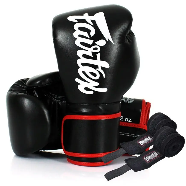 Рукавички боксерські з бинтами Fairtex BGV14 10 унцій, чорні - Фото 1 Рукавички боксерські з бинтами Fairtex BGV14 10 унцій, чорні - изображение 1