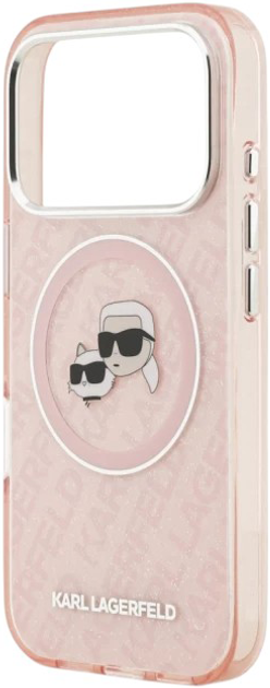 Etui Karl Lagerfeld IML Glitter Karl & Choupette Heads MagSafe do Apple iPhone 17 Pro Pink (3666339499075) - obraz 6