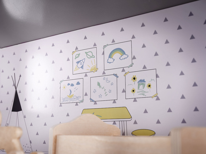 Drewniany domek dla lalek Kik MDF LED 70 cm Szary (KX6278) (5903039717794) - obraz 13