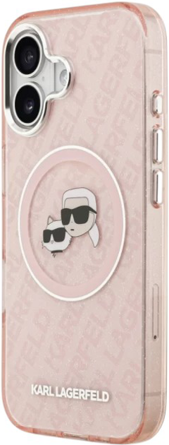Etui Karl Lagerfeld IML Glitter Karl & Choupette Heads MagSafe do Apple iPhone 17 Pink (3666339499051) - obraz 3
