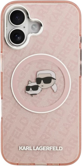 Etui Karl Lagerfeld IML Glitter Karl & Choupette Heads MagSafe do Apple iPhone 17 Pink (3666339499051) - obraz 4