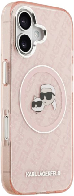 Etui Karl Lagerfeld IML Glitter Karl & Choupette Heads MagSafe do Apple iPhone 17 Pink (3666339499051) - obraz 5