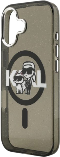 Панель Karl Lagerfeld IML Glitter Karl & Choupette Sketch MagSafe do Apple iPhone 17 Black (3666339504472) - зображення 6