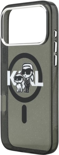 Панель Karl Lagerfeld IML Glitter Karl & Choupette Sketch MagSafe do Apple iPhone 17 Pro Black (3666339504496) - зображення 6