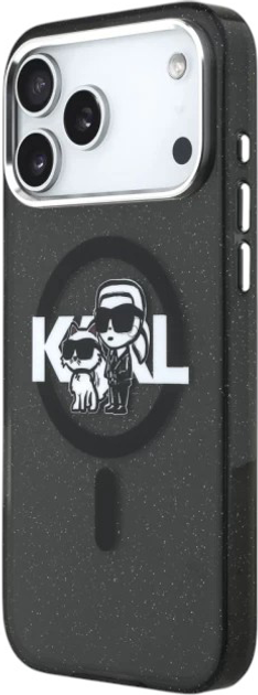 Панель Karl Lagerfeld IML Glitter Karl & Choupette Sketch MagSafe do Apple iPhone 17 Pro Max Black (3666339504502) - зображення 3