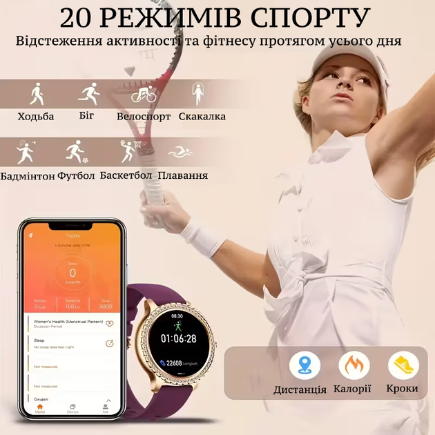 Женские умные смарт часы для iphone и android с пульсометром, умный smart watch ios и android с фитнес-браслетом - изображение 2