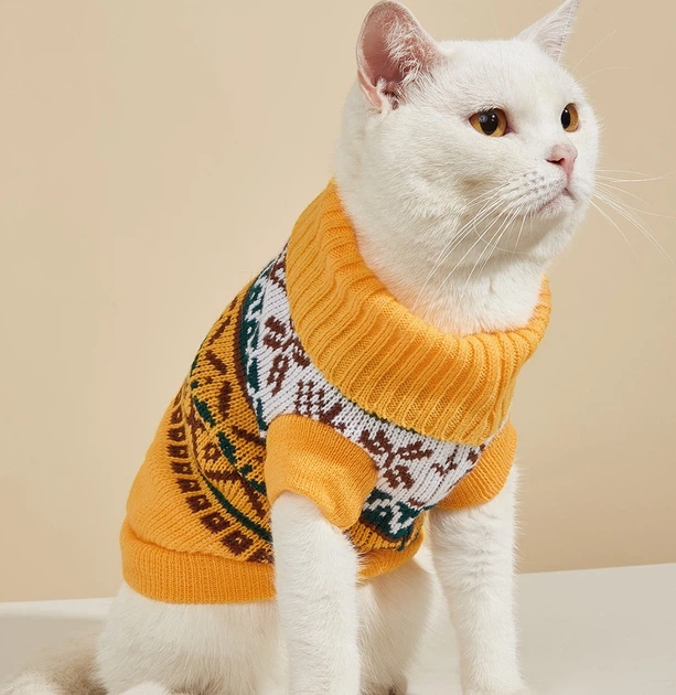 Светр для котів (кішок) Візерунки XL Жовтий - зображення 3