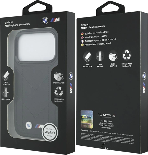 Панель BMW M Quilted Logo MagSafe для Apple iPhone 17 Pro Black (BMW001056) - зображення 8