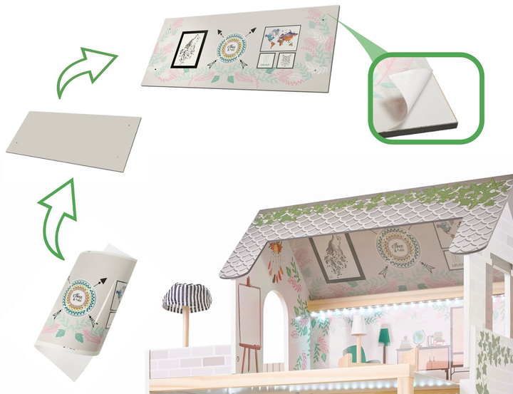 Drewniany domek dla lalek Kik Lulilo Floro boho LED 78 cm (KX5944) (55903039721647) - obraz 19