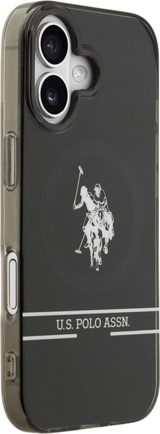Etui U.S. Polo Assn DH and Bottom Stripe Logo MagSafe do Apple iPhone 17 Black (3666339543884) - obraz 4